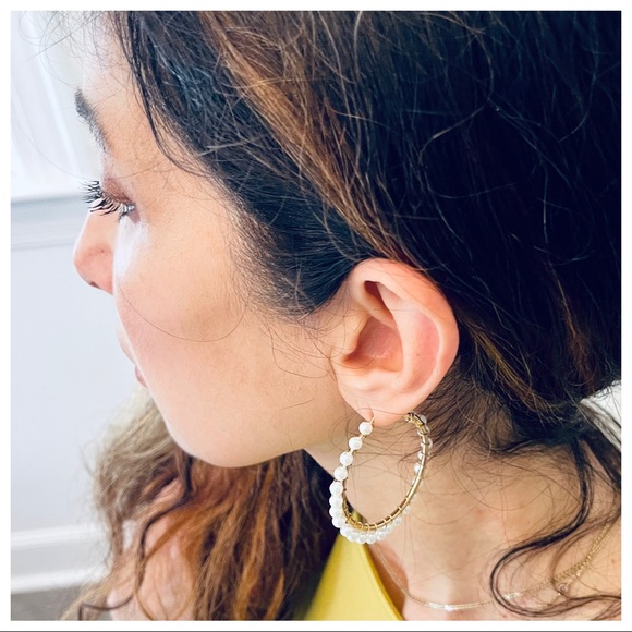 Fabulous Pearl trim hoop earrings - Picture 2 of 4